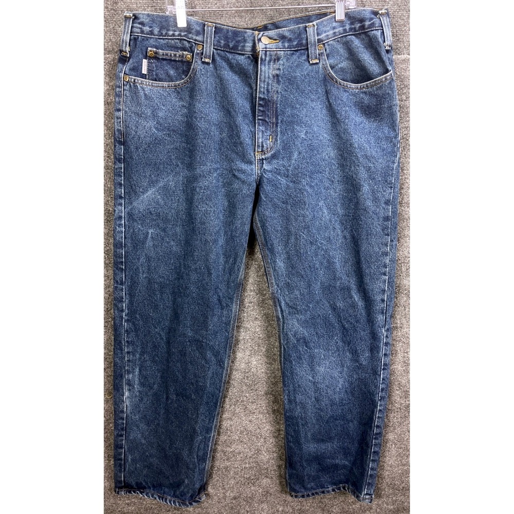Carhartt Traditional Fit Jeans Mens 40x30 Blue Denim Workwear Pants B480-BVD‎